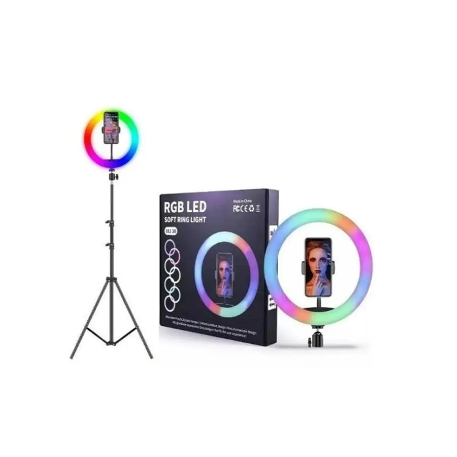ARO DE LUZ 26 CMS RGB + TRÍPODE 2.1MTRS